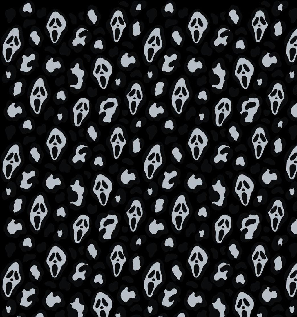 Spooky Ghost Cheetah Leopard Animal Halloween Print Scrub Cap Euro, Euro Ponytail and Tie Back Optional Satin Lining