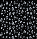 Spooky Ghost Cheetah Leopard Animal Halloween Print Scrub Cap Euro, Euro Ponytail and Tie Back Optional Satin Lining