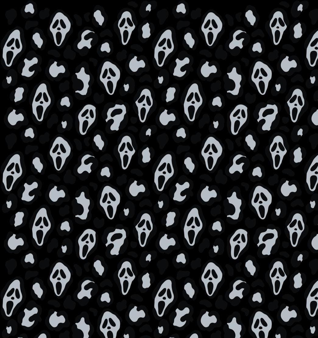 Spooky Ghost Cheetah Leopard Animal Halloween Print Scrub Cap Euro, Euro Ponytail and Tie Back Optional Satin Lining