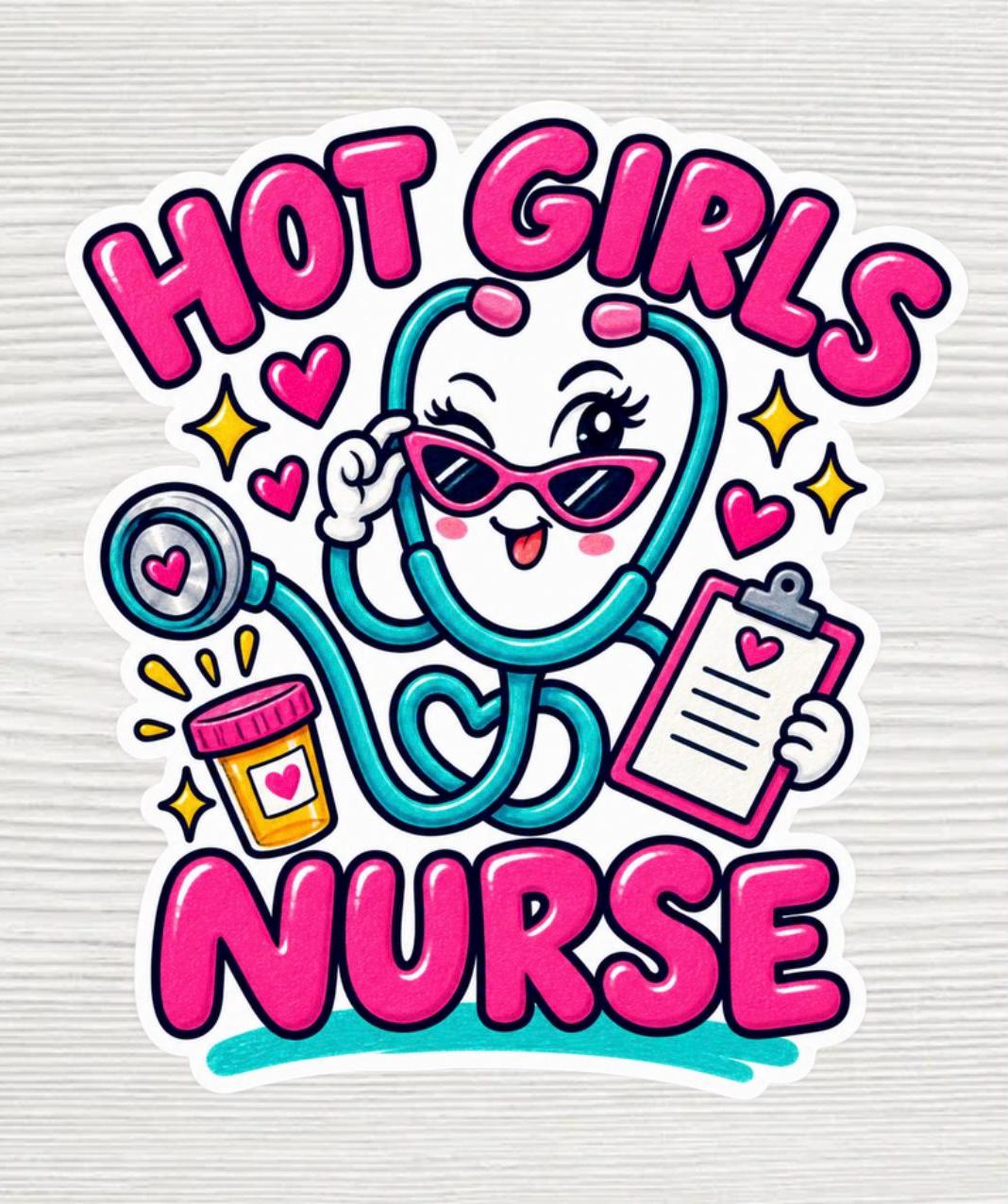 Hot Girls Nurse Sticker | Funny Nurse Gift | Cute Medical Humor Vinyl Decal | Nursing Student Gift | Waterproof 2x2 Sticker