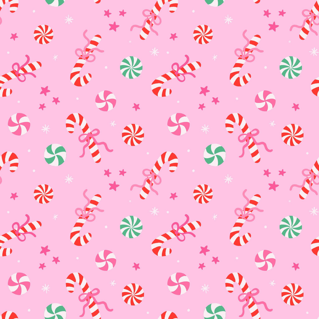 Candycane and Peppermint Christmas Coquette Pink Holiday Print Scrub Cap Euro, Euro Ponytail and Tie Back Optional Satin Lining
