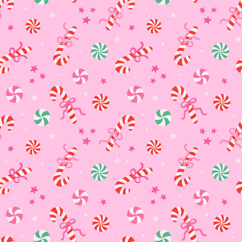 Candycane and Peppermint Christmas Coquette Pink Holiday Print Scrub Cap Euro, Euro Ponytail and Tie Back Optional Satin Lining