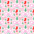 Pink Coquette Bow Holiday Chrsitmas Print Scrub Cap Euro, Euro Ponytail and Tie Back Optional Satin Lining