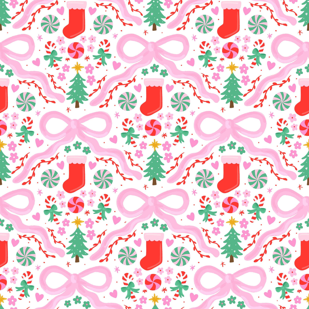 Pink Coquette Bow Holiday Chrsitmas Print Scrub Cap Euro, Euro Ponytail and Tie Back Optional Satin Lining