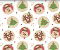 Christmas Sugar Cookie Reindeer, Snowman, Christmas Tree Holiday Print Scrub Cap Euro, Euro Ponytail and Tie Back Optional Satin Lining