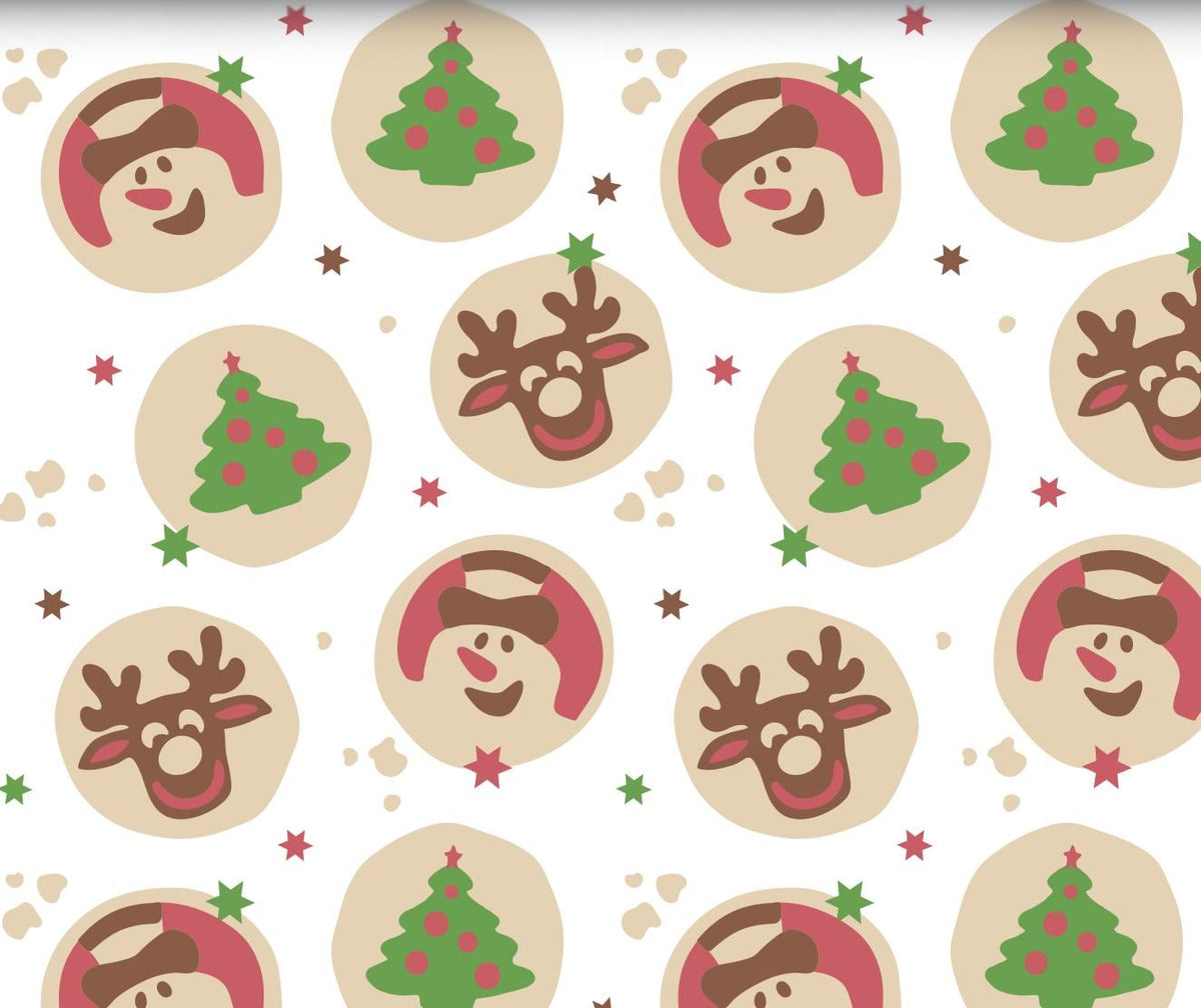 Christmas Sugar Cookie Reindeer, Snowman, Christmas Tree Holiday Print Scrub Cap Euro, Euro Ponytail and Tie Back Optional Satin Lining