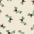 Christmas Dachshund Weiner Dog Pet Reindeer Print Scrub Cap Euro, Euro Ponytail and Tie Back Optional Satin Lining