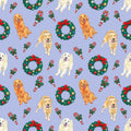 Golden Retriever Dog Christmas Holiday Print Wreath Print Scrub Cap Euro, Euro Ponytail and Tie Back Optional Satin Lining