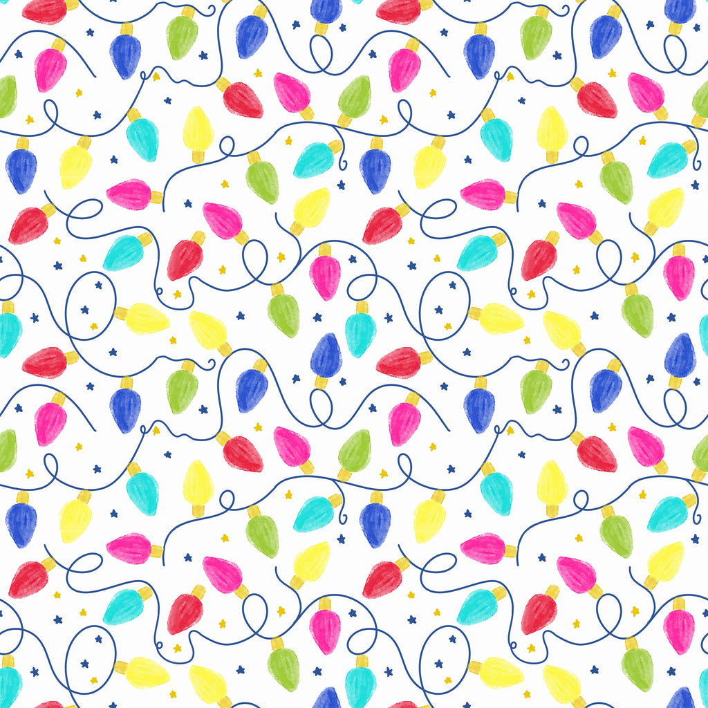 Rainbow Christmas Lights Holiday Print Scrub Cap Euro, Euro Ponytail and Tie Back Optional Satin Lining
