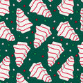 Green Christmas Tree Snack Cake Scrub Cap, Holiday Cookie Print Surgical Cap, Euro Ponytail or Tie Back, Optional Satin Lining