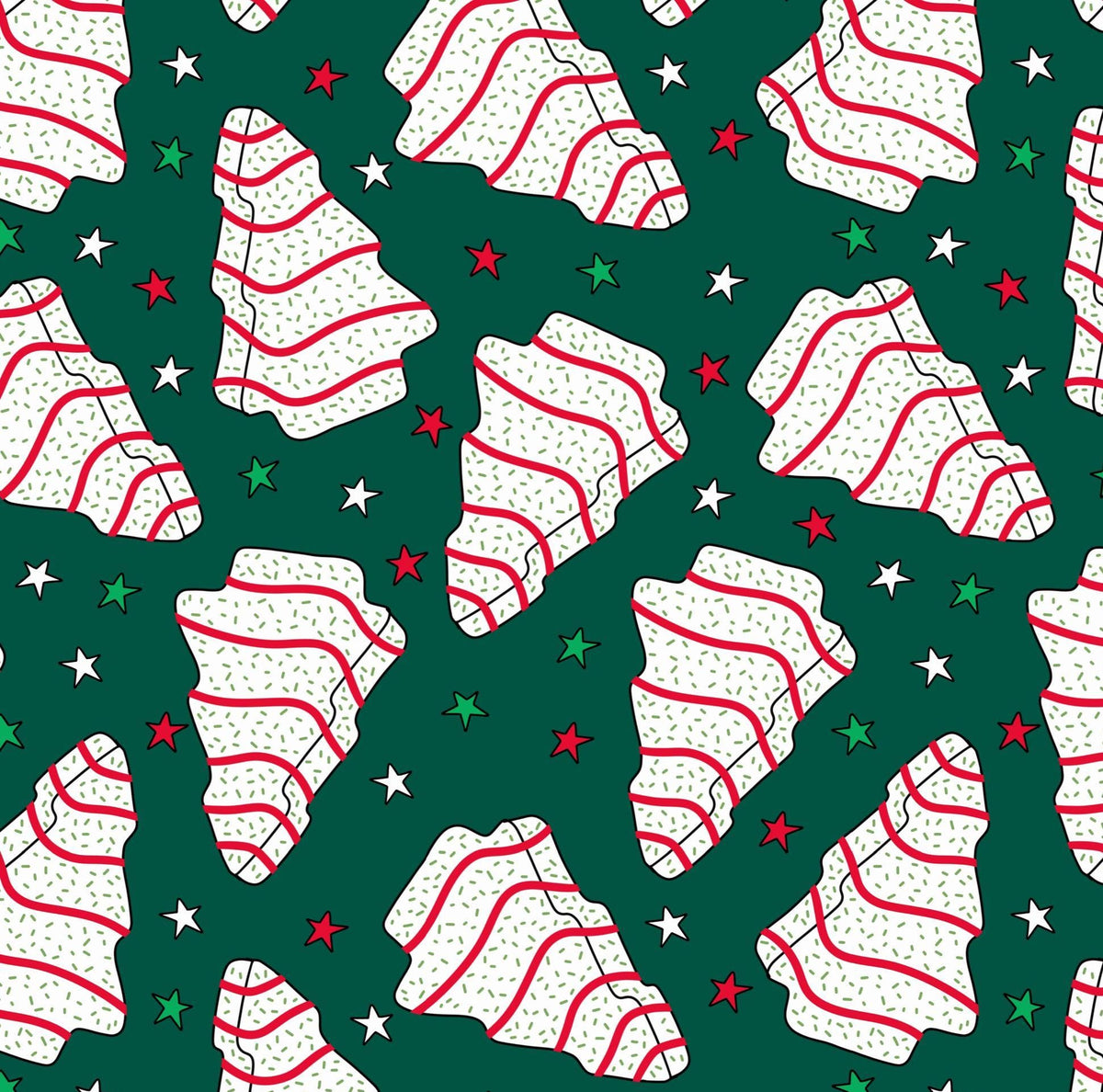 Green Christmas Tree Snack Cake Scrub Cap, Holiday Cookie Print Surgical Cap, Euro Ponytail or Tie Back, Optional Satin Lining