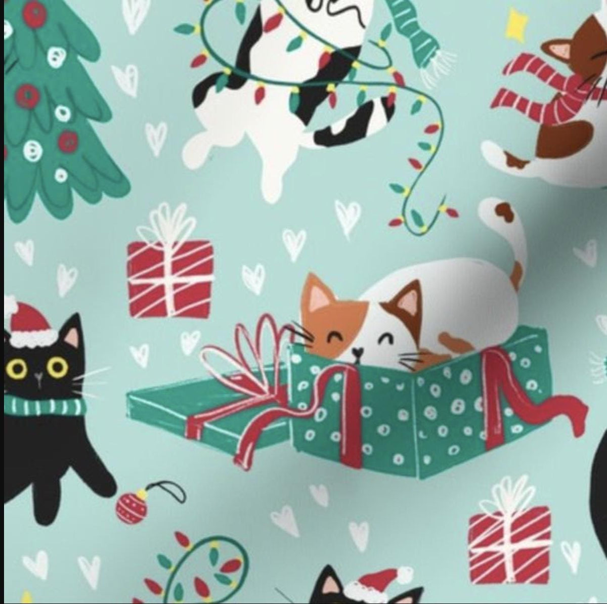 Funny Cat Christmas Scrub Cap, Holiday Stocking Fish Candy Cane Surgical Cap, Euro Ponytail or Tie Back, Optional Satin Lining