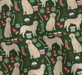 Golden Retriever Christmas Scrub Cap, Holiday Dog and Christmas Tree Surgical Cap, Euro Ponytail or Tie Back, Optional Satin Lining