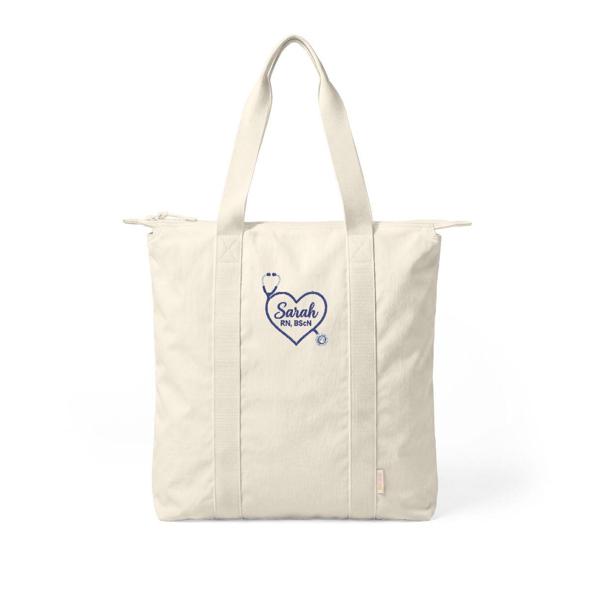 Custom Embroidered Healthcare Tote Bag, Nurse Doctor CNA PSW Work Bag, Personalized Name Gift for Healthcare Worker